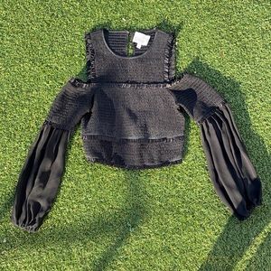 Cinq a sept smock cold shoulder lace blouse